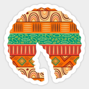 Afro Hair Woman with African Pattern, Black History Sticker